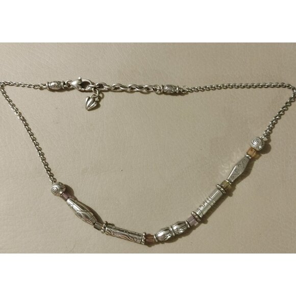 Brighton Necklace Etched Retired Purple Amber Yellow Fish Birds Silvertone - Picture 7 of 9